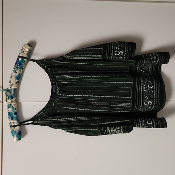 Sweet Wanderer Women's Boho Cold Shoulder Blouse green patterned size medium - Picture 1 of 15